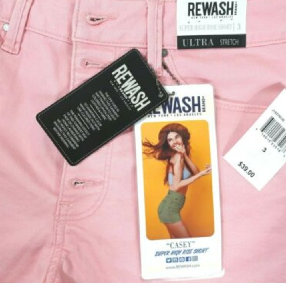 Rewash Casey Super High Rise Shorts Ultra Stretch pink Size 3 / Waist 26 in - Picture 6 of 6